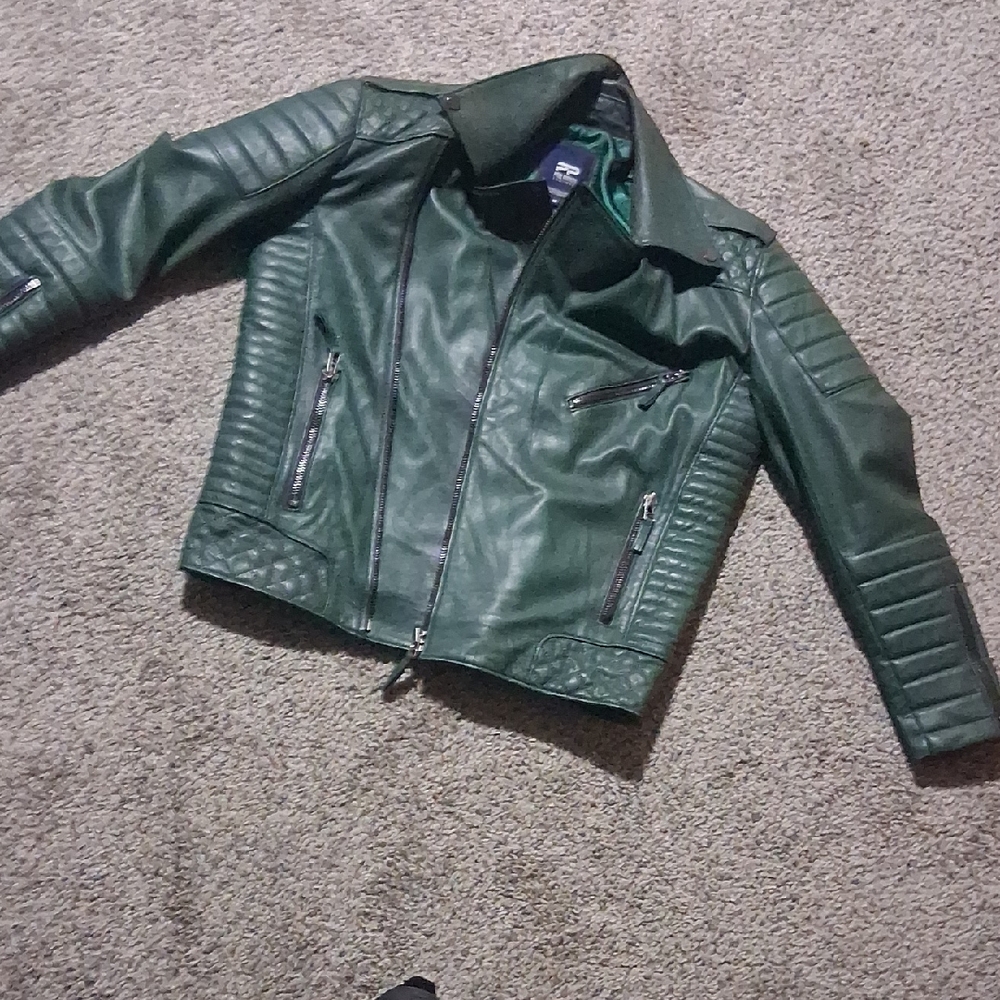 Men's Forest Green Leather Performance Jacket